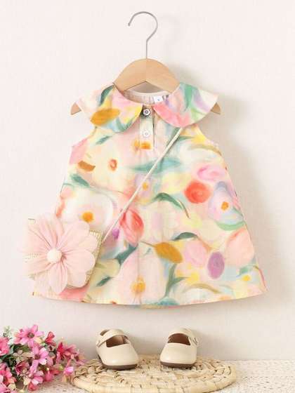 LULU & SKY Floral
                    Print Peter Pan Collar Ruffled A-Line Dress