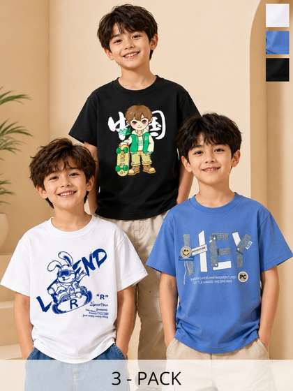 KEESOR Boys Pack of 3
                      Cotton T-shirt