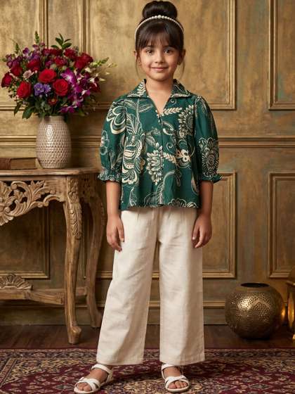 BAESD Girls Printed Top
                    with Trousers