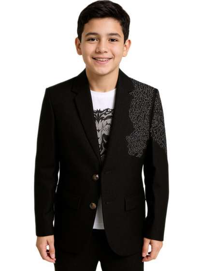 CHARCHIT Boys
                    Embroidered Single-Breasted Casual Blazer With
                    T-Shirt