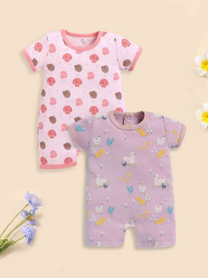 BABY GO Girls Cotton
                    Blend Pack of 2 Rompers