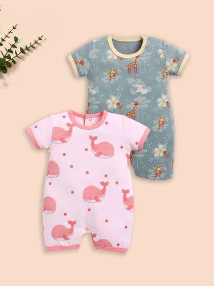 BABY GO Girls Cotton
                    Blend Pack of 2 Rompers
