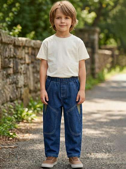 LULU & SKY Boys
                      Regular Fit Mid-Rise Colourblocked Jeans