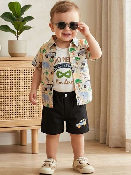 KINDLE Boys Printed
                    T-shirt and Shirt with Shorts