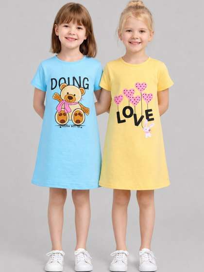 Todd N Teen Girls Pack
                      Of 2 Graphic Printed Pure Cotton T-shirt
                      Nightdress