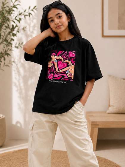 KEESOR Girls Printed
                    T-shirt