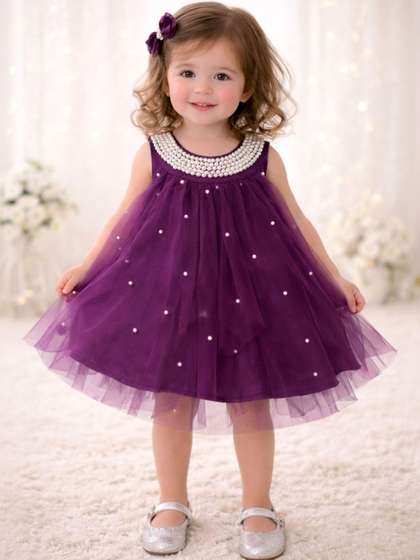 TotzTouch Floral
                    Embroidered Net A-Line Dress