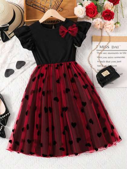 SHUBH BELLA Print
                    Flutter Sleeve Ruffled A-Line Dress