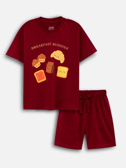 Nap Chief Kids Unisex
                    Breakfast Club Printed T-shirt With Shorts