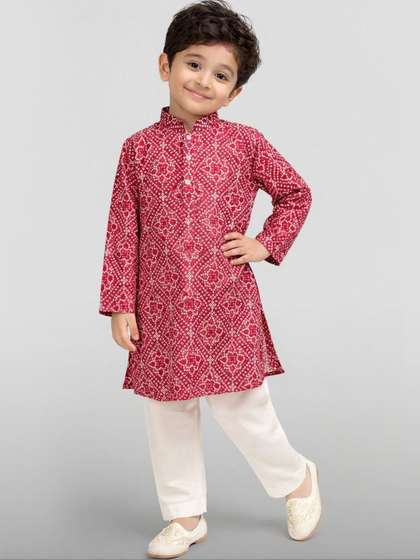 VASTRAMAY Boys Ethnic
                      Motifs Printed Regular Pure Cotton Kurta with
                      Pyjamas