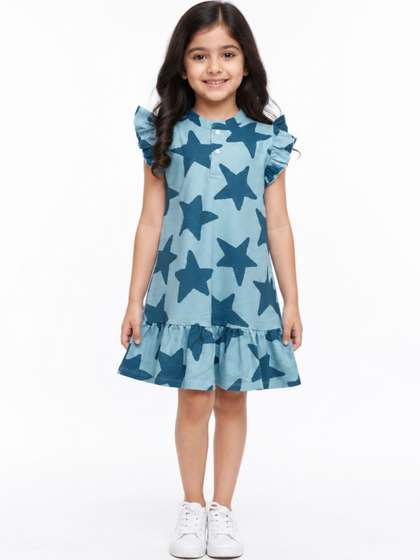 Anthrilo Floral Print
                    Flared Sleeve Ruffled Fit & Flare Dress