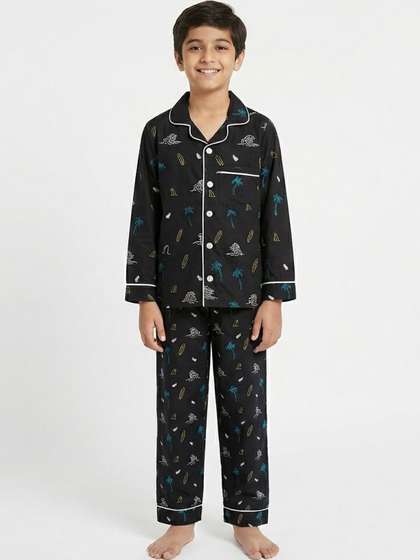 CLLING Unisex Kids
                    Printed Long Sleeves Nightdress