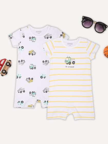 Pantaloons Baby Infant
                      Boys Pack Of 2 Printed Round Neck Rompers