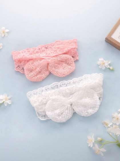 Teri Beri Kids Set of 2
                    Baby Lace Headbands Hairband with Bow Cute Floral
                    Lace Headband
