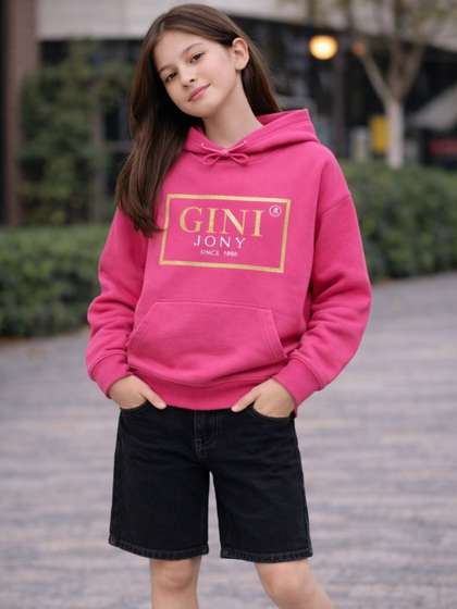 Gini and Jony Girls
                    Printed Hooded Sweatshirt