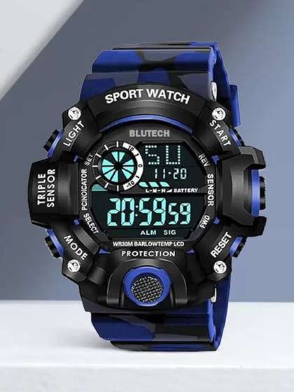 Blutech Unisex Kids Dial
                    & Stainless Steel Straps Watch Sports&Miltry
                    BIue