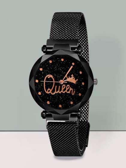 Blutech Unisex Kids Dial
                    & Stainless Steel Straps Watch Queen Printed
                    Black Magnet_11