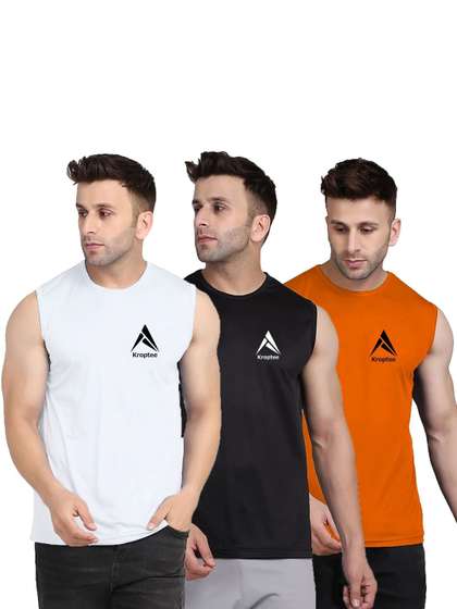 Kroptee Pack of 3
                        Cotton Blend Gym Vest