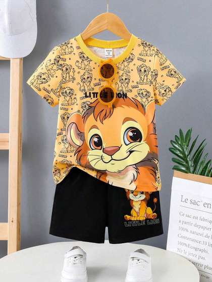 KEESOR Boys Printed
                      Round Neck T-shirt With Shorts