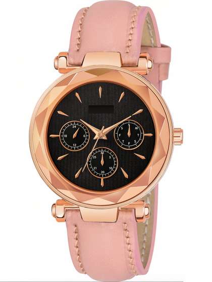 mivaan Girls Dial &
                    Leather Straps Analogue Watch L-CH Pink