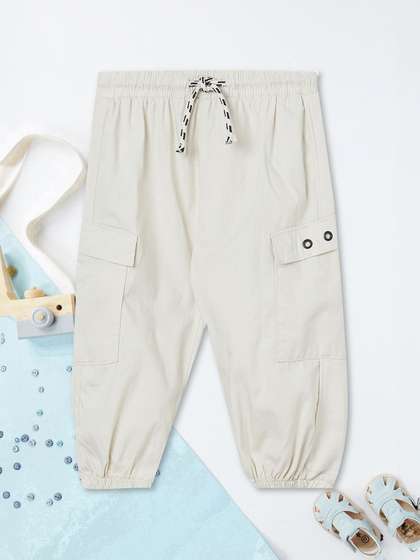 max Boys Solid Cotton
                    Cargo Joggers Trousers