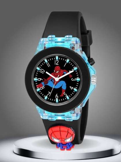 Blutech Unisex Kids
                    Printed Dial & Straps Analogue Glow in the Dark
                    Inlays Watch MN-Lights_Black1Spiderman_