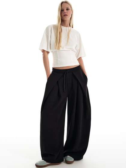 Bershka Women
                        Neoprene-effect Wide-leg Stoppers Trousers