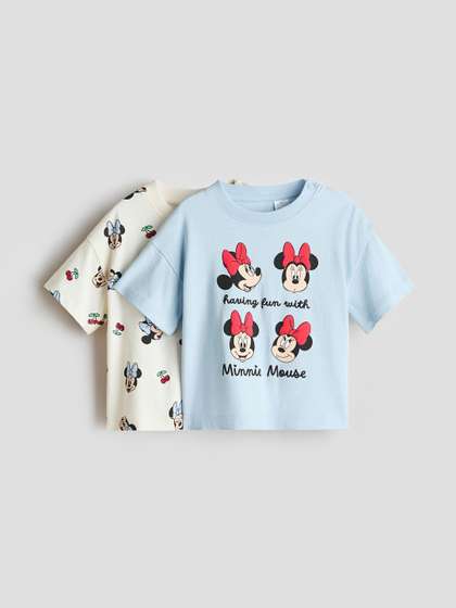 H&M Pack 2 Graphic
                    Printed Cotton T-Shirts