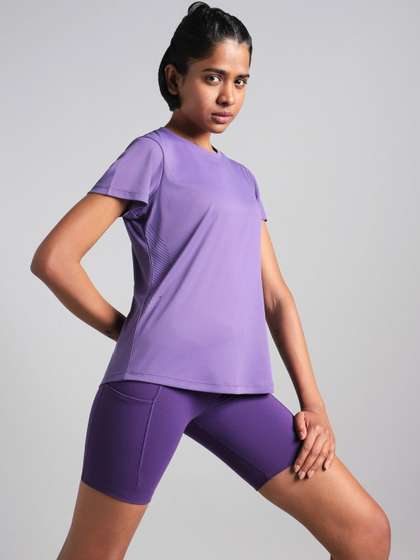 CULT Women's Purple
                        Contour Print Tshirts
