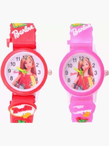 Blutech Unisex Kids Dial
                    & Rubber Straps Watch pink barbie and red
                    barbie