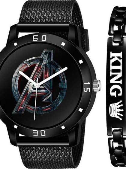 Blutech Unisex Kids
                    Printed Dial & Straps Analogue Watch AVENGER
                    HARD BELT KING BRACELET BLK