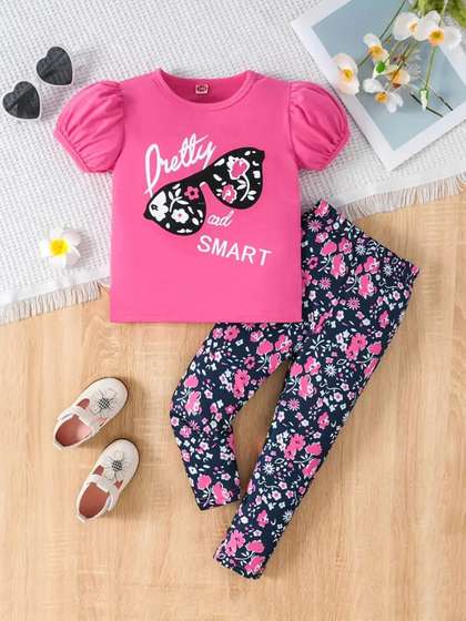 KEESOR Girls Printed
                      Round Neck T-shirt With Pyjamas
