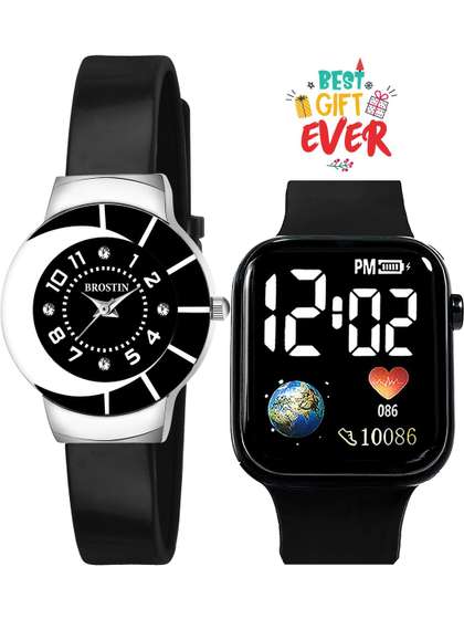 Brostin Unisex Kids Dial
                    & Straps Analogue and Digital Multi Function
                    Watch Black Chand & Football Combo