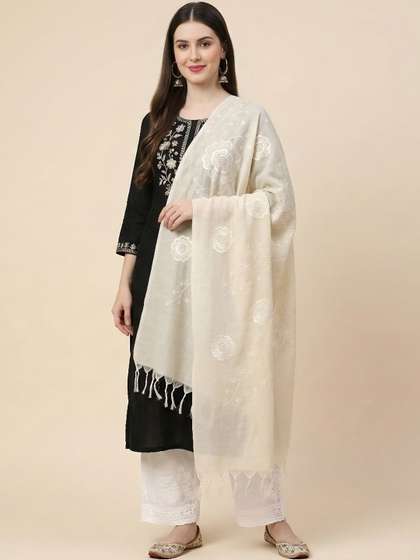 MUFFLY Embroidered
                        Dupatta with Thread Work