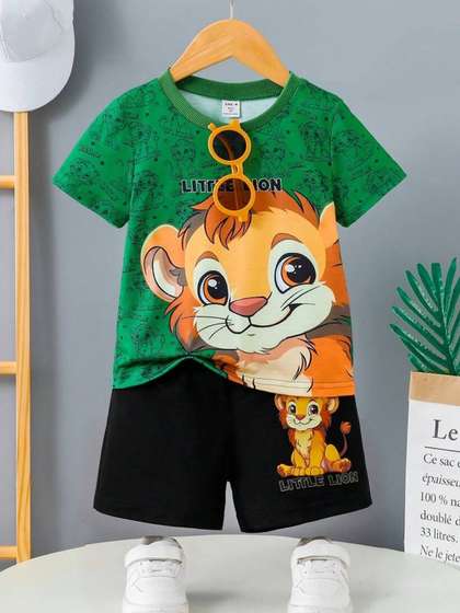 KEESOR Boys Printed
                      T-shirt with Shorts