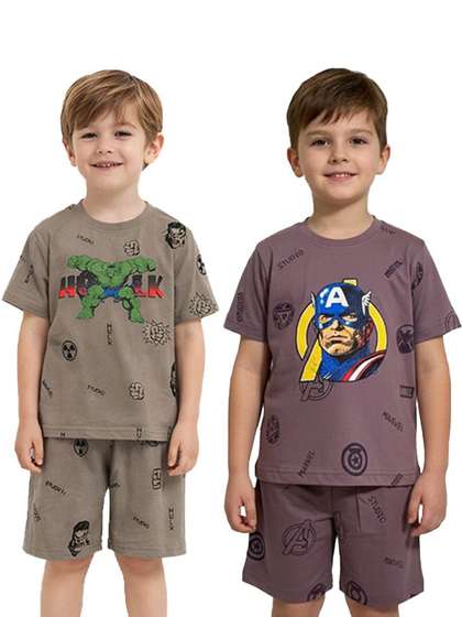 TONY & JONY Boys
                    Pack Of 2 Printed T-shirt with Shorts