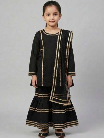 Sangria Girls
                    Embroidered Round Neck Kurti & Sharara With
                    Dupatta