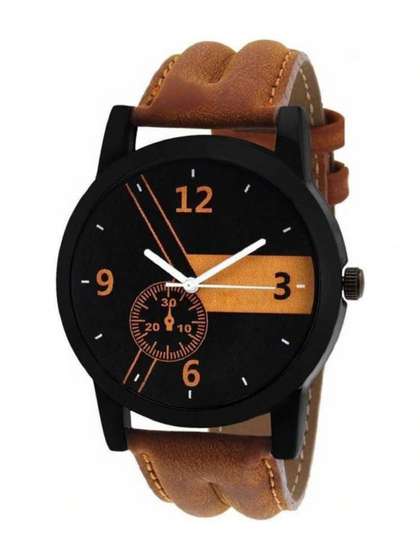 mivaan Boys Dial &
                    Leather Straps Watch M-LR1-Brown&