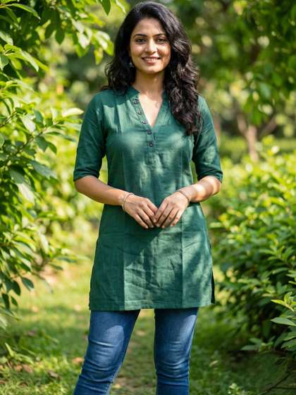 AVELLY V-Neck Pure
                        Cotton Kurti