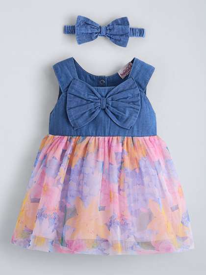 Hopscotch Girls Floral
                    Print Pure Cotton Fit & Flare Dress