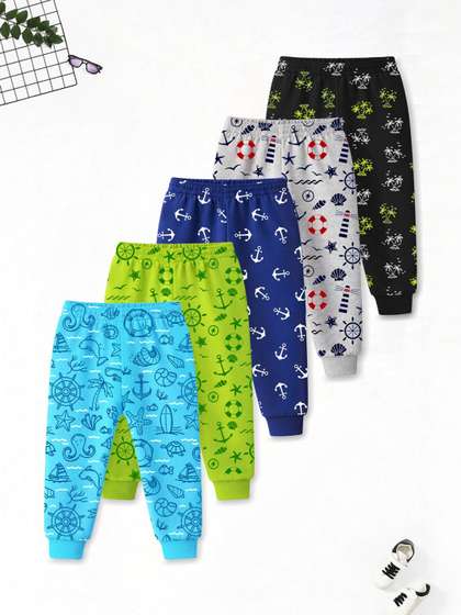 YK X Trampoline Pack of
                    5 Regular Fit Graphic Print Track Pants