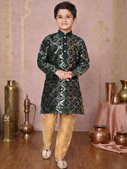 Cae Boys Embroidered
                      Regular Dupion Silk Kurta with Pyjamas