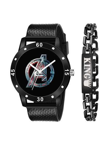 mivaan Boys Dial &
                    Straps Avenger Watch And King Bracelet