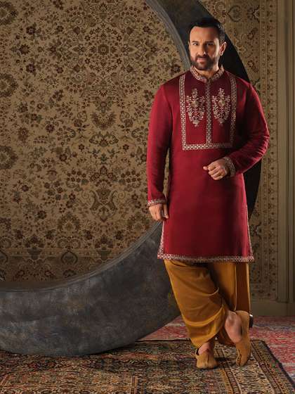 House of Pataudi
                          Floral Embroidered Jashn Kurta
