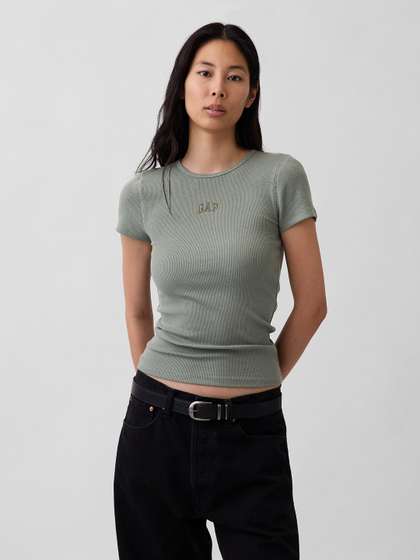 GAP Brand Logo
                          Embroidered Ribbed Slim Fit T-shirt
