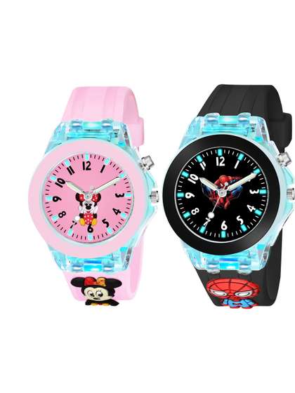 mivaan Unisex Kids Dial
                    & Straps Watch Com-2 Kids Pink Miky Balck
                    Spidar_&