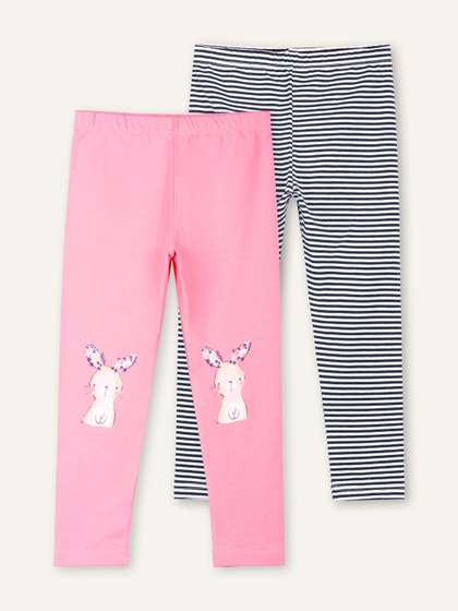 ariel Girls Pack of 2
                    Cotton Printed Ankle Length Leggings
