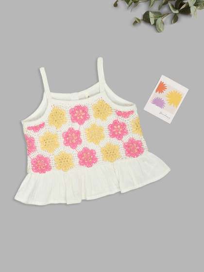 Pantaloons Junior
                    Off-white Floral Crochet Knit Peplum Tops