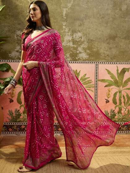 Sangria Printed
                        Bandhani Sarees