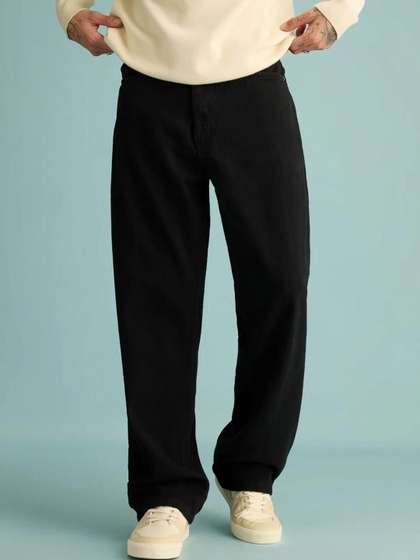 R.Code by The
                        Roadster Life Co. Mens Black Cotton Denim
                        Straight Fit Jeans